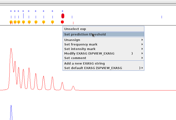 popup menu in data area