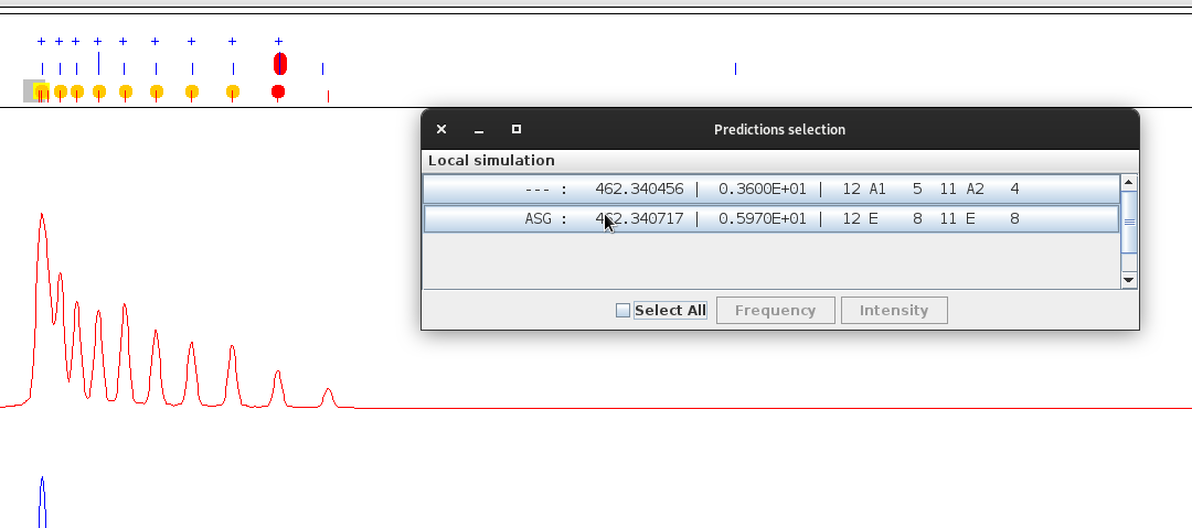 popup menu in data area