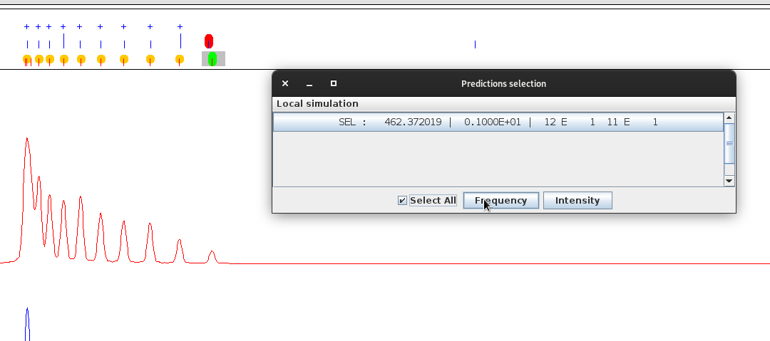 popup menu in data area